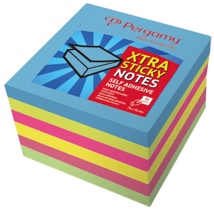 Pergamy Extra Sticky notes, 76 x 76 mm, neon , blok van 90 vel, pak van 6 stuks