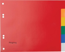 Pergamy tabbladen, A5, 6-gaatsperforatie, PP, 6 tabs in geassorteerde kleuren