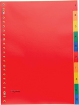 Pergamy tabbladen, A4, 23-gaatsperforatie, PP, geassorteerde kleuren, set 1-10