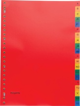 Pergamy tabbladen, A4, 23-gaatsperforatie, PP, geassorteerde kleuren, A-Z