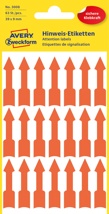 Avery Zweckform 3008, markeringspijlen, lichtrood, 3 vel, 63 per vel, 39 x 9 mm