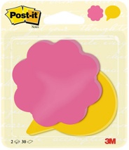 Post-it Notes, 2 x 30 vel, 72,5 x 72,2 mm, bloem power roze en tekstballon ultrageel