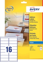 Avery J8162-10 adresetiketten 99,1 x 33,9 mm (b x h), 160 etiketten, wit