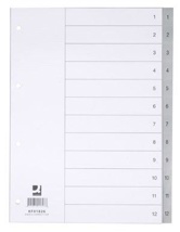 Q-CONNECT tabbladen set 1-12, met indexblad, A4, grijs