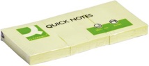 Q-CONNECT Quick Notes, 38 x 51 mm, 100 vel, pak van 3 stuks, geel