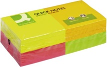 Q-CONNECT Quick Notes, 76 x 76 mm, 80 vel, pak van 12 blokken in 4 neonkleuren