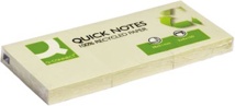Q-CONNECT Quick Notes Recycled, 38 x 51 mm, 100 vel, pak van 3 blokken, geel