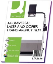 Q-CONNECT overhead transparanten voor laserprinter, A4, pak van 100 vel