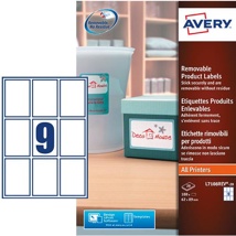 Avery Afneembare productetiketten 62 x 89 mm (b x h), 180 stuks, 9 per blad, doos van 20 blad