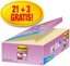 Post-it Super Sticky notes, 90 vel, 47,6 x 47,6 mm, geel, pak van 21 + 3 GRATIS