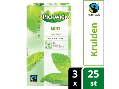 Pickwick Prof. Mint, theezakjes, cafeïnevrij(75 st