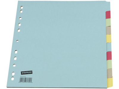 Staples Blanco tabblad, karton 10-delig A4 assorti