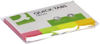 Q-CONNECT Quick Tabs, 20 x 50 mm, 4 x 50 tabs, geassorteerde kleuren