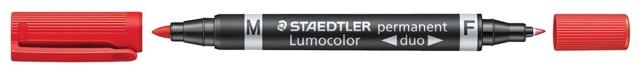 Staedtler Lumocolor Duo 348, permanent marker, rood