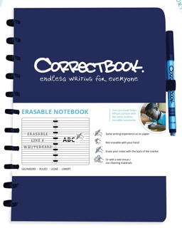 Correctbook A4 Original:  uitwisbaar / herbruikbaar notitieboek, gelijnd, Midnight Blue