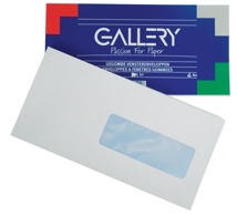 Gallery enveloppen 114 x 229 mm, met venster rechts, gegomd, pak van 50 stuks