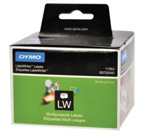 Dymo etiketten LabelWriter 57 x 32 mm, verwijderbaar, wit, 1000 etiketten