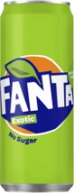 Fanta Exotic No Sugar frisdrank, sleek blik van 33 cl, pak van 24 stuks
