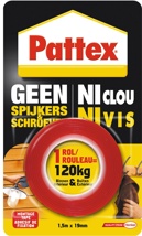 Pattex montagetape Geen Spijkers & Schroeven, 1,5 m x 19 mm, draagt tot 120 kg, blisterverpakking