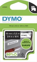 Dymo D1 permanente polyestertape 19 mm, zwart op wit