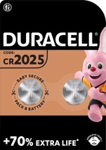 Duracell knoopcel Electronics CR2025, blister van 2 stuks