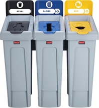 Rubbermaid Slim Jim Recyclingstation voor afval, papier en kunststof, zwart / blauw / geel