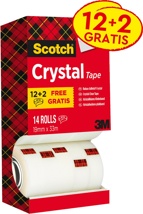 Scotch Plakband Crystal 19 mm x 33 m, doos met 14 rolletjes (12 + 2 gratis)