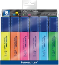 Staedtler MarkeerstiTextsurfer Classic etui van 6 stuk: geel, oranje, roze, paars, blauw en groen