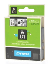 Dymo D1 tape 9 mm, zwart op transparant