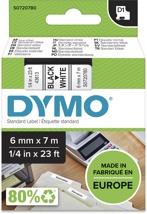 Dymo D1 tape 6 mm, zwart op wit