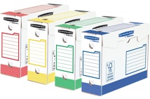 Bankers Box basic archiefdoos heavy duty, 9,5 x 24,5 x 33 cm,  geassorteerde kleuren, pak 8 stuks