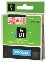 Dymo D1 tape 12 mm, rood op wit