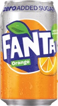Fanta Zero Orange frisdrank, blik van 33 cl, pak van 24 stuks