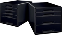 Leitz Dual Black ladenblok met 4 laden, zwart