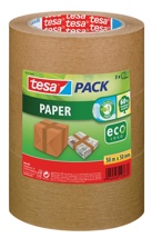 Tesapack paper ecoLogo, 50 mm x 50 m, bruin, pak van 3 stuks