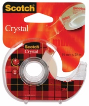 Scotch Plakband Crystal 19 mm x 25 m, blister met 1 afroller met 1 rolletje