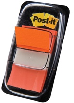Post-it index standaard, 24,4 x 43,2 mm, houder met 50 tabs, oranje