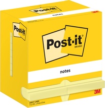 Post-It Notes, 100 vel, 76 x 127 mm, geel, gelijnd, pak van 12 blokken