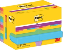 Post-It Super Sticky Notes Playful, 90 vel, 47,6 x 47,6 mm, pak van 12 blokken