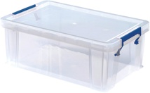 Bankers Box opbergdoos 10 liter, transparant met blauwe handvaten, set van 4 stuks verpakt in carton