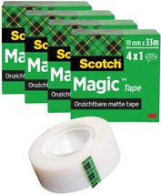 Scotch Magic Tape plakband 19 mm x 33 m, pak van 4 rollen