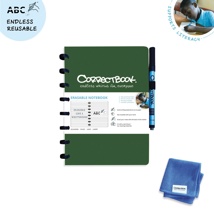 Correctbook A5 Original: uitwisbaar / herbruikbaar notitieboek, gelijnd, Forest Green (bosgroen)
