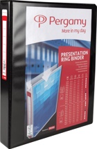 Pergamy personaliseerbare ringmap, A4, 2 pochettes, 2 insteektassen, 4 D-ringen van 25 mm, zwart