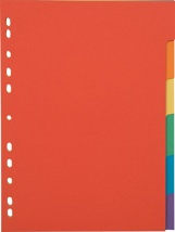 Pergamy tabbladen, A4, uit karton, 6 tabs, 11-gaatsperforatie, in geassorteerde kleuren