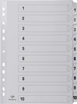 Pergamy tabbladen met indexblad, A4, 11-gaatsperforatie, karton, set 1-10