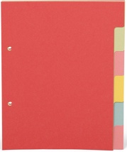 Pergamy tabbladen A5, 2-gaatsperforatie, karton, geassorteerde pastelkleuren, 6 tabs