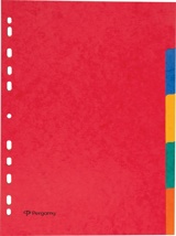 Pergamy tabbladen A4, 11-gaatsperforatie, stevig karton, geassorteerde kleuren, 5 tabs