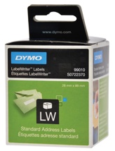 Dymo etiketten LabelWriter 89 x 28 mm, wit, 260 etiketten