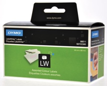 Dymo etiketten LabelWriter 89 x 28 mm, geassorteerde kleuren, 520 etiketten