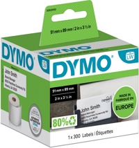 Dymo etiketten LabelWriter 51 x 89 mm, wit, 300 etiketten